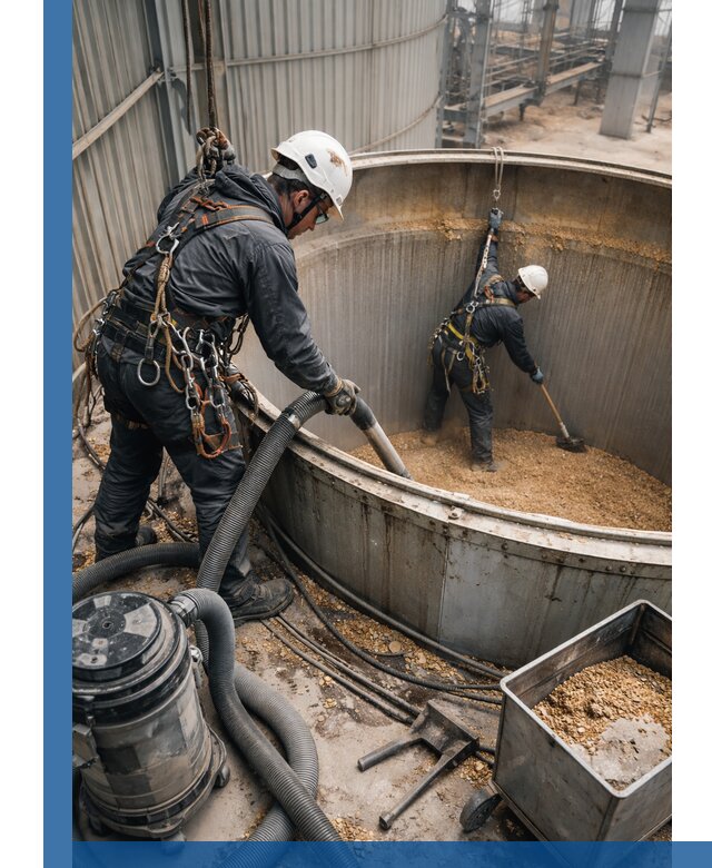 Профессиональная чистка зерновых бункеров в Брянске с выездом