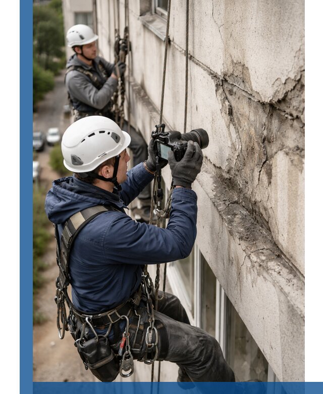Фотофиксация дефектов фасада с высотной съемкой в Брянске