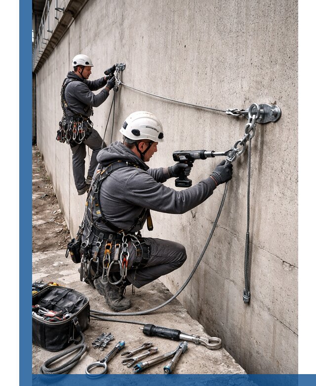 Монтаж анкерных линий высотной безопасности в Брянске