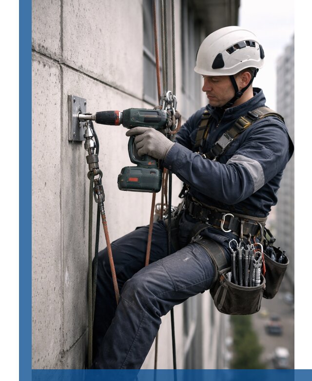 Установка анкерных точек для высотных работ в Брянске