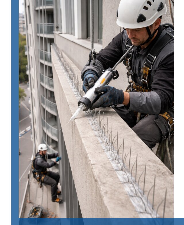 Установка шипов от птиц на фасадах и кровлях в Брянске